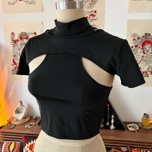 POSTER GIRL Black Cut-Out Crop Top